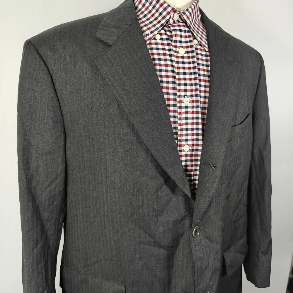 Brooks Brothers Golden Fleece Men's Sport Coat Two Button Gray‎ Herringbone 48R
